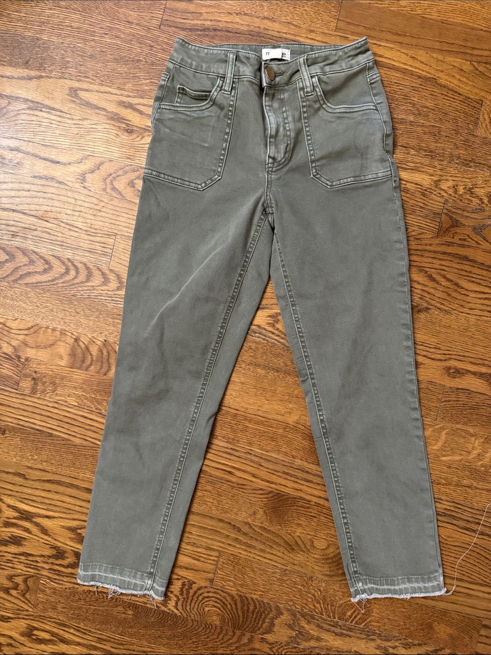 Maurices High-Rise Slim Straight Olive Green Utility Ankle Jeans size 2